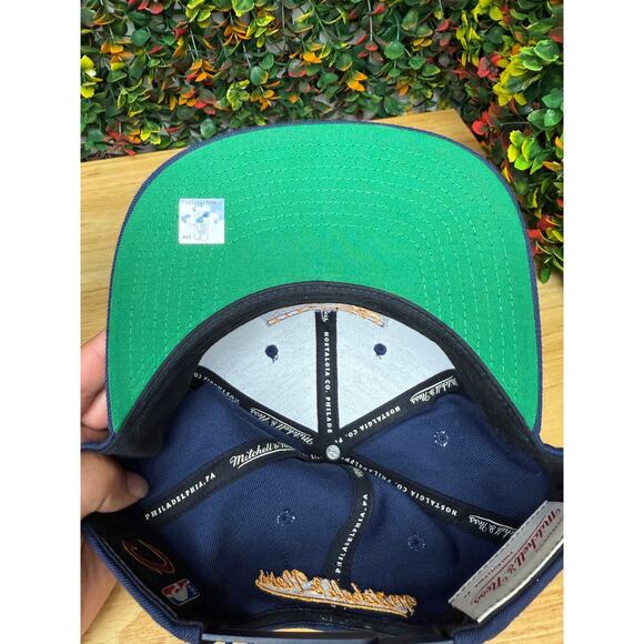 Cleveland Cavaliers NBA Mitchell & Ness Snapback Hat Navy Blue C Logo 20% Wool - Picture 8 of 13